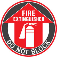 brady safety floor marker fire extinguisher do not block sign