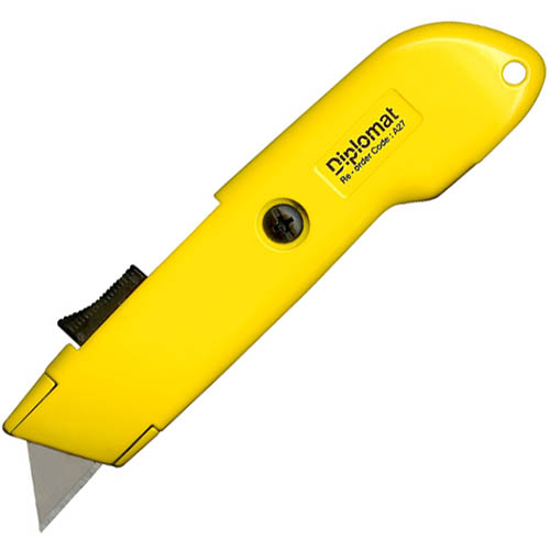 Image for DIPLOMAT A27 SPRING LOADED AUTO RETURN KNIFE 19MM YELLOW from PaperChase Office National