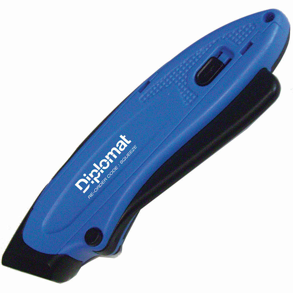 Image for DIPLOMAT RETRACTA-SQUEEZE SAFETY KNIFE 19MM BLUE from Absolute MBA Office National