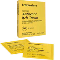 bravenature tea tree antiseptic itch cream sachets pack 10