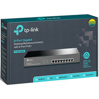 tp-link tl-sg1008pe 8-port gigabit desktop/rackmount switch with 8-port poe+