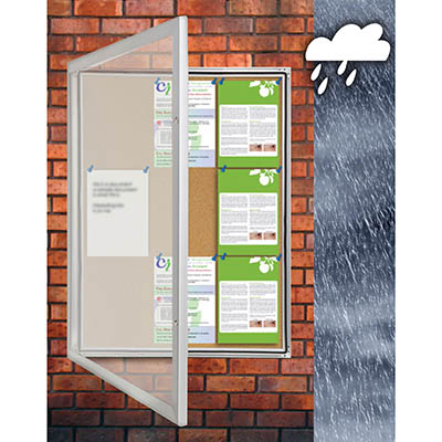 Image for VISIONCHART TX WEATHER RESISTANT NOTICE CASE 820 X 1080MM SILVER FRAME CORK BACKGROUND from Axsel Office National