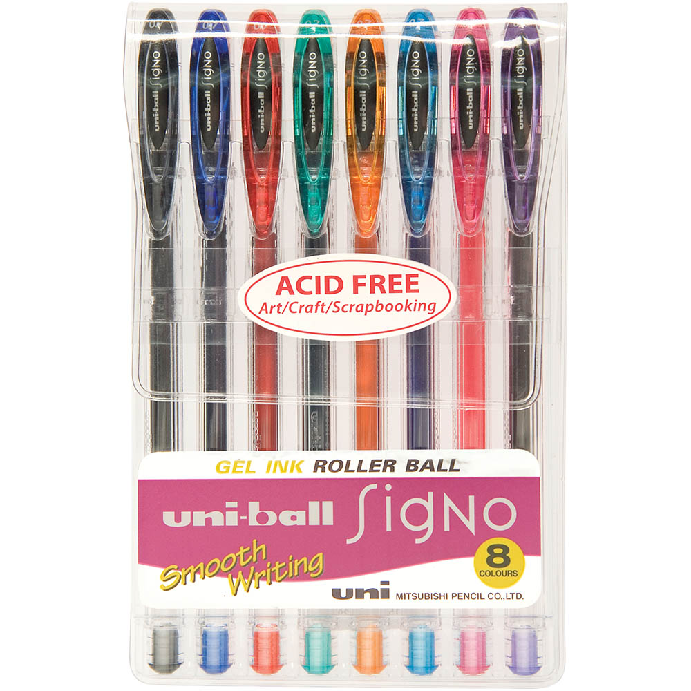Image for UNI-BALL UM120 SIGNO GEL INK ROLLERBALL PEN 0.7MM ASSORTED WALLET 8 from Pirie Office National