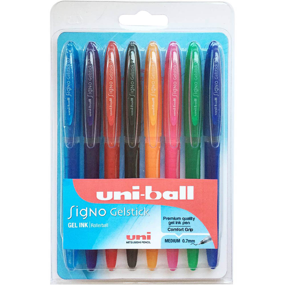 Image for UNI-BALL UM170 SIGNO GELSTICK ROLLERBALL PEN 0.7MM ASSORTED PACK 8 from Ezi Office National Tweed