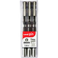uni-ball 200 pin fineliner pen 0.8mm black wallet 3