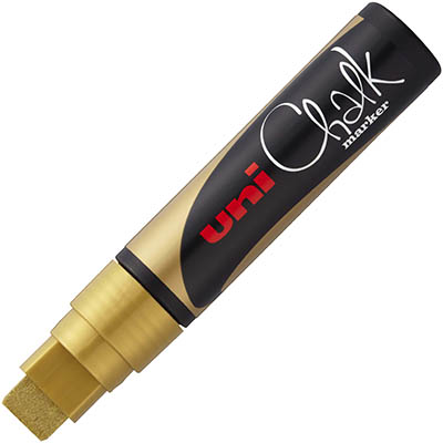 Image for UNI-BALL CHALK MARKER BROAD CHISEL TIP 15MM GOLD from Surry Office National