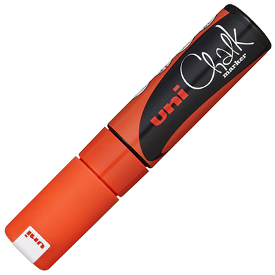 Image for UNI-BALL CHALK MARKER CHISEL TIP 8MM FLUORO ORANGE from Office National Capalaba
