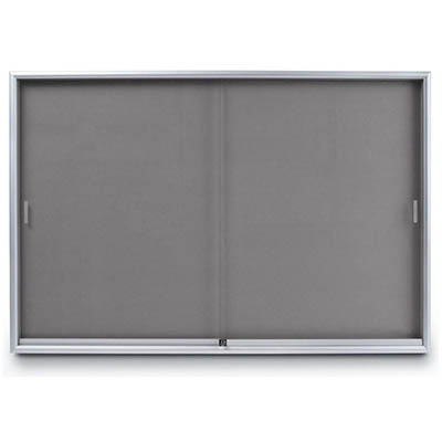 Image for VISIONCHART BE NOTICED NOTICE CASE 2 SLIDING DOOR 1800 X 1200MM SILVER FRAME GREY BACKING from PaperChase Office National