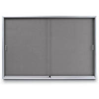visionchart be noticed notice case 2 sliding door 1800 x 1200mm silver frame grey backing