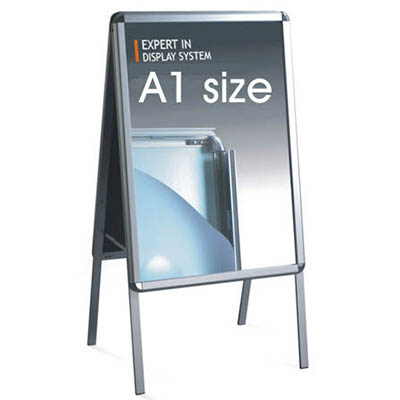 Image for VISIONCHART SNAP POSTER FRAME A-FRAME DOUBLE SIDED A1 SILVER from Aztec Office National