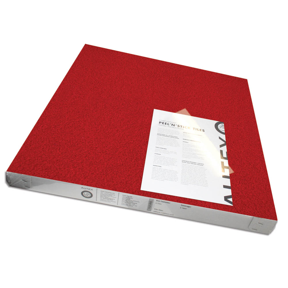 Image for VISIONCHART AUTEX ACOUSTIC FABRIC PEEL N STICK TILES 600 X 600MM BLAZING RED PACK 6 from C & G Office National