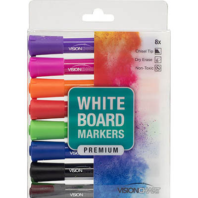 Image for VISIONCHART WHITEBOARD MARKER CHISEL ASSORTED PACK 8 from Office National Barossa