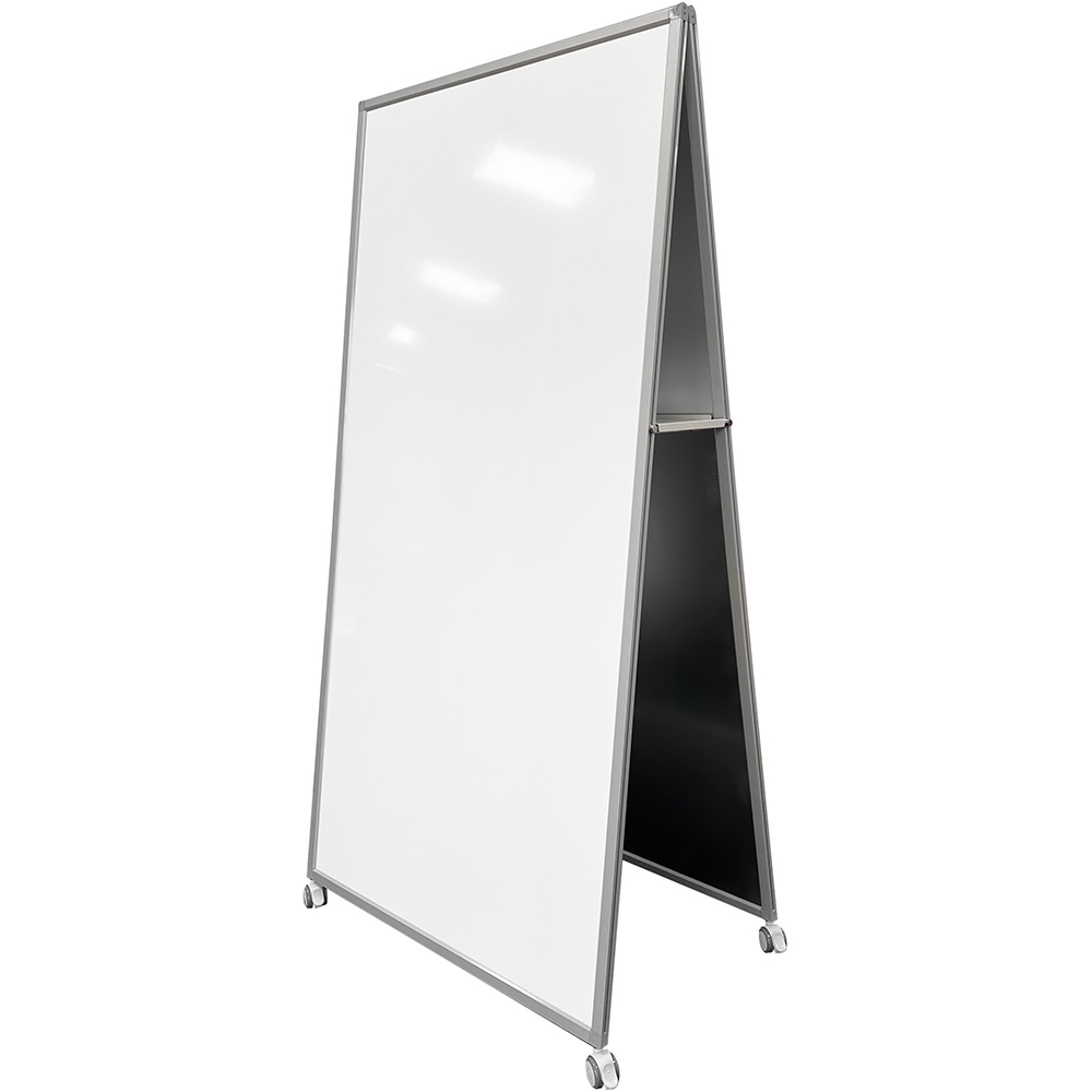 Image for VISIONCHART EDUCATION ALPHA AD1 MOBILE DOUBLE SIDED PORCELAIN WHITEBOARD 1800 X 900MM WHITE from Discount Office National