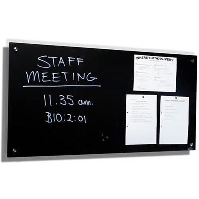 Image for VISIONCHART LUMIERE MAGNETIC GLASSBOARD WITH PEN TRAY 1800 X 1200MM BLACK from Office National