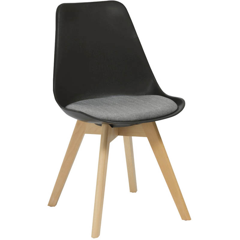 Image for RAPIDLINE VIRGO BREAK OUT CHAIR OAK COLOURED TIMBER LEG WITH POLYPROPYLENE SHELL SEAT BLACK/GREY from Coleman's Office National