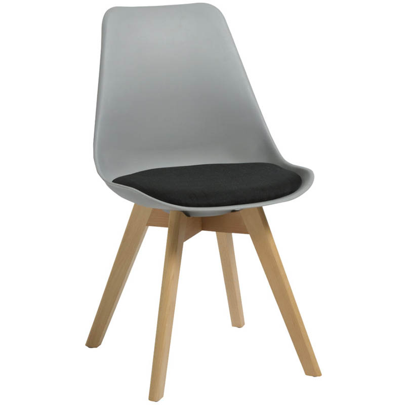 Image for RAPIDLINE VIRGO BREAK OUT CHAIR OAK COLOURED TIMBER LEG WITH POLYPROPYLENE SHELL SEAT GREY/BLACK from OFFICE NATIONAL CANNING VALE