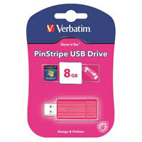 verbatim pinstripe flash drive 2.0 8gb hot pink