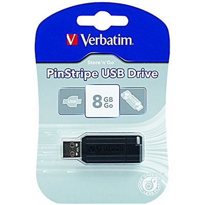 Image for VERBATIM PINSTRIPE FLASH DRIVE 2.0 8GB BLACK from Two Bays Office National