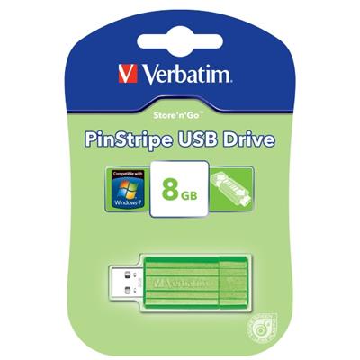 Image for VERBATIM PINSTRIPE FLASH DRIVE 2.0 8GB EUCALYPTUS GREEN from Aztec Office National