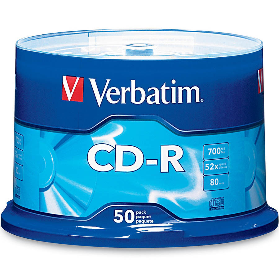 Image for VERBATIM CD-R 700MB 52X SPINDLE SILVER PACK 50 from Complete Stationery Office National (Devonport & Burnie)