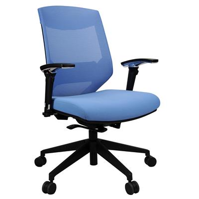 Image for VOGUE TASK CHAIR MEDIUM MESH BACK ARMS BLUE from PaperChase Office National