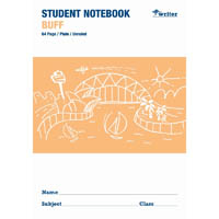 writer student notebook plain 64 page 250 x 175mm buff