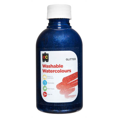 Image for EDUCATIONAL COLOURS WASHABLE WATERCOLOUR GLITTER PAINT 250ML BLUE from Office National ONE Solution Business Supplies
