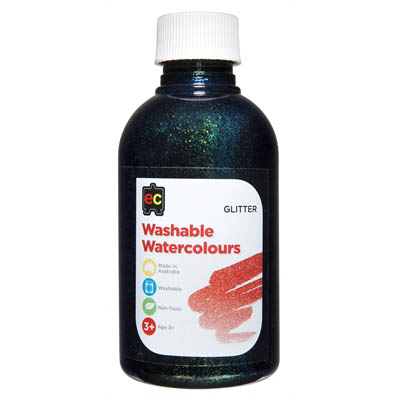 Image for EDUCATIONAL COLOURS WASHABLE WATERCOLOUR GLITTER PAINT 250ML BLACK from Office National Balcatta