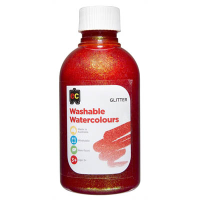 Image for EDUCATIONAL COLOURS WASHABLE WATERCOLOUR GLITTER PAINT 250ML ORANGE from Mackay Business Machines (MBM) Office National