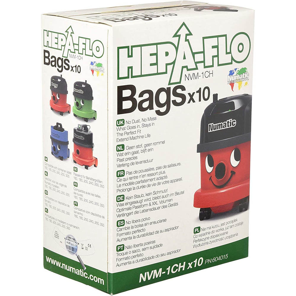 Image for NUMATIC HEPA-FLO VACCUM DUST BAGS PACK 10 from Discount Office National