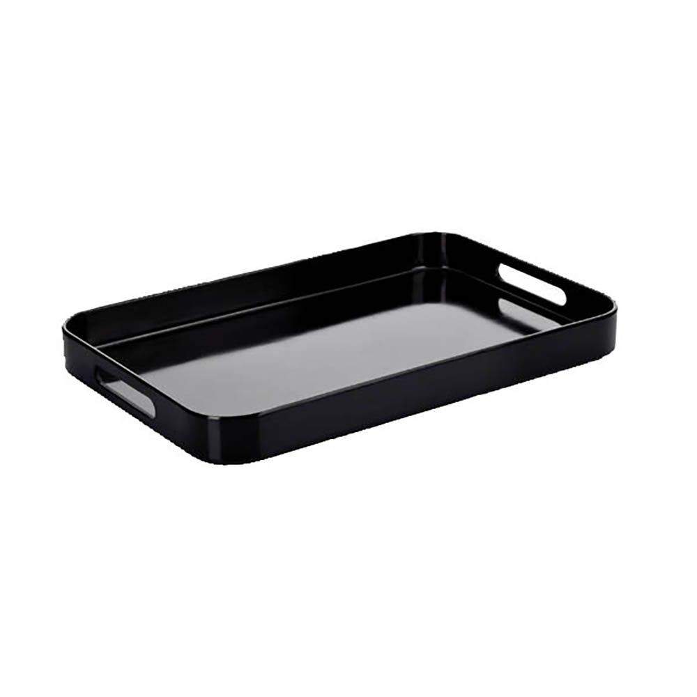 Image for CONNOISSEUR MELAMINE TRAY WITH SIDE HANDLES LARGE BLACK from Aztec Office National