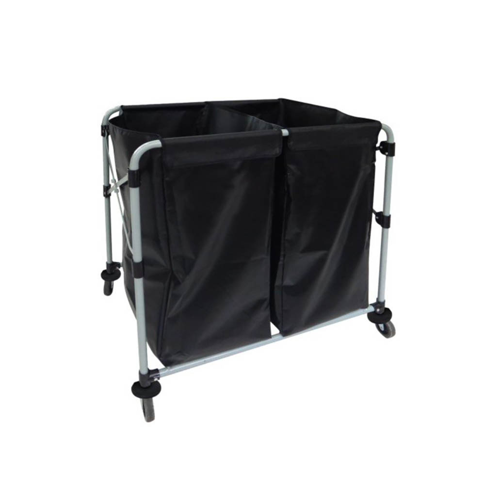 Image for COMPASS COLLAPSIBLE LAUNDRY CART WITH VINYL BAGS 2 X 150L BLACK from Surry Office National
