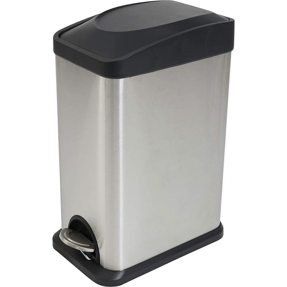 Image for COMPASS PEDAL BIN RECTANGULAR STAINLESS STEEL 15 LITRE from PaperChase Office National