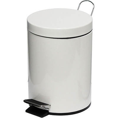 Image for COMPASS GARBAGE PEDAL BIN ROUND 5 LITRE WHITE from Axsel Office National