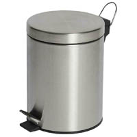 compass pedal bin round stainless steel 5 litre brushed steel