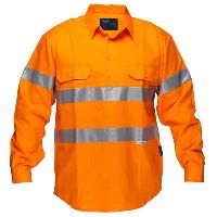 prime mover mc191 hi-vis drill shirt long sleeve closed front with tape full colour