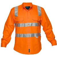 prime mover ms191 hi-vis cotton drill shirt long sleeve with tape over shoulder full colour