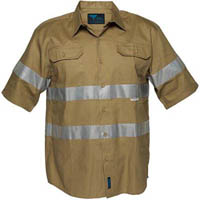 prime mover ma909 cotton drill shirt short sleeve with tape