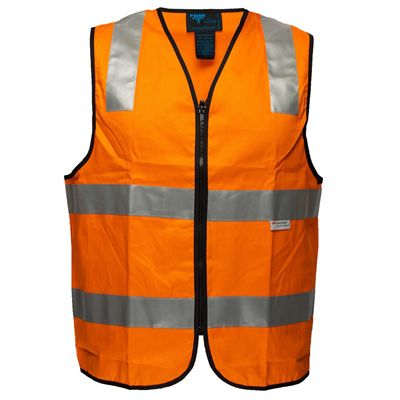 Image for PRIME MOVER MW338 HI-VIS COTTON VEST ZIPPER CLOSURE REFLECTIVE TAPE from Office National