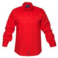 prime mover mv278 hi-vis lightweight cotton drill shirt long sleeve red