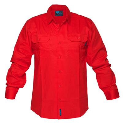 Image for PRIME MOVER MV278 HI-VIS LIGHTWEIGHT COTTON DRILL SHIRT LONG SLEEVE RED from Chris Humphrey Office National