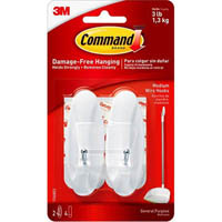 command adhesive wire hooks medium white pack 2 hooks and 4 strips