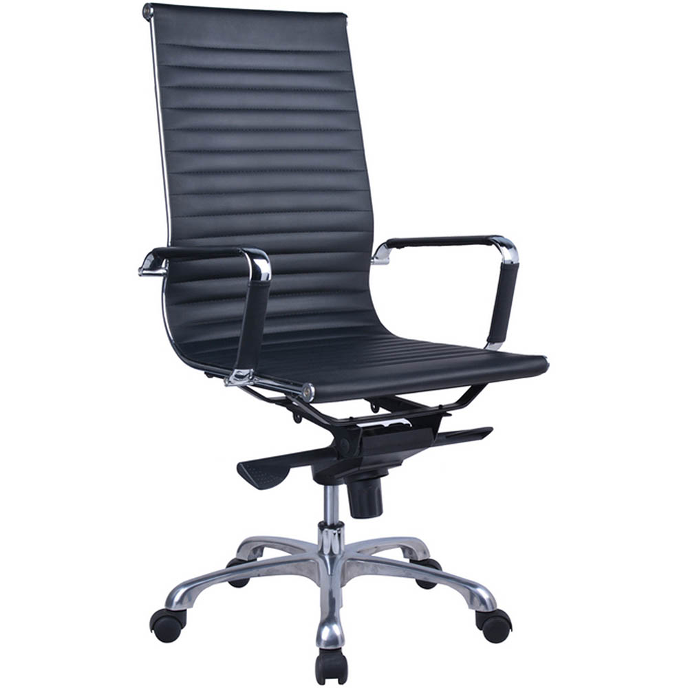 Image for NAPLES EXECUTIVE CHAIR HIGH BACK ALUMINIUM BASE ARMS PU BLACK from Pirie Office National
