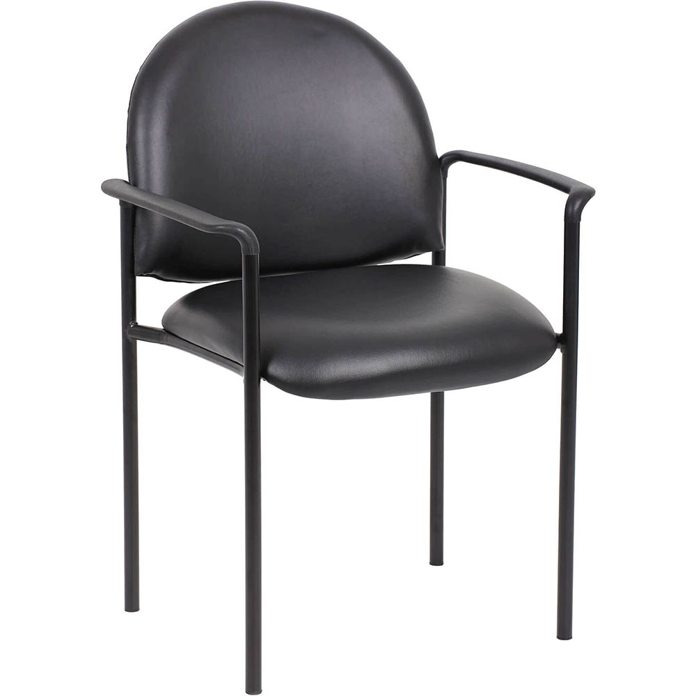 Image for YS DESIGN STACKING VISITORS CHAIR MEDIUM BACK ARMS PU BLACK from PaperChase Office National