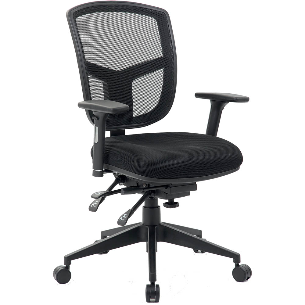 Image for MIAMI TASK CHAIR MEDIUM MESH BACK ARMS BLACK from Connelly's Office National