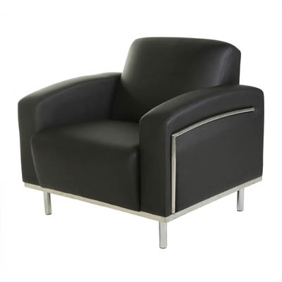 Image for SIENNA LOUNGE ONE SEATER CHROME FRAME PU BLACK from PaperChase Office National