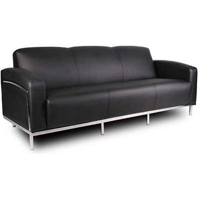 Image for SIENNA LOUNGE THREE SEATER CHROME FRAME PU BLACK from Discount Office National
