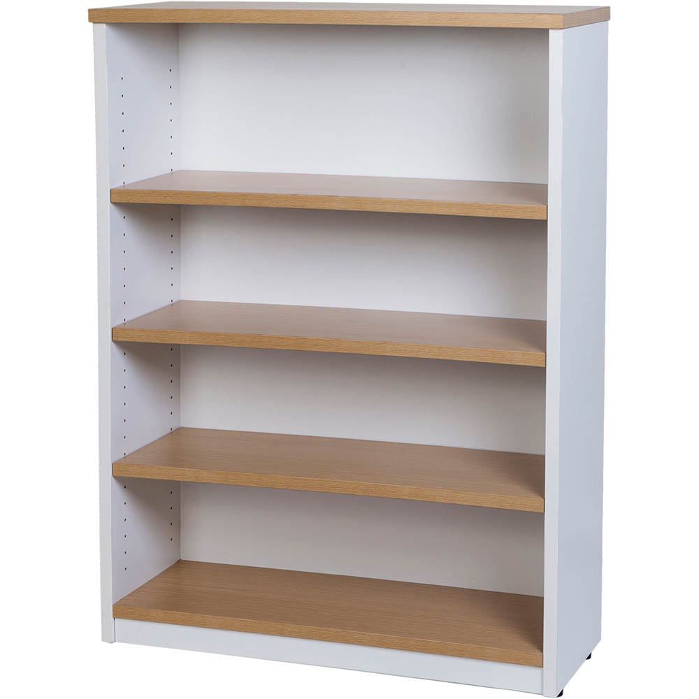 Image for OXLEY BOOKCASE 4 SHELF 900 X 315 X 1200MM OAK/WHITE from SBA Office National - Darwin