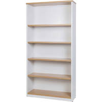 oxley bookcase 5 shelf 900 x 315 x 1800mm oak/white