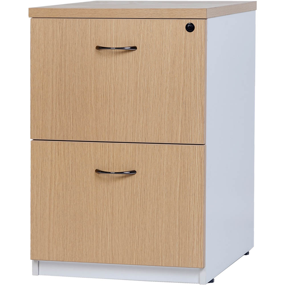 Image for OXLEY FILING CABINET 2 DRAWER 476 X 550 X 715MM OAK/WHITE from Aztec Office National Melbourne